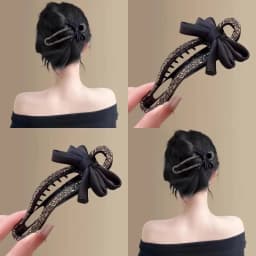 Rhinestone Duckbill Clip Classic Black Bow Convenient Hairpin Versatile Fashion Girls Hairpin Hair Accessories