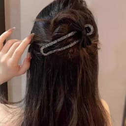 Rhinestone Duckbill Clip Classic Black Bow Convenient Hairpin Versatile Fashion Girls Hairpin Hair Accessories