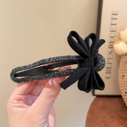 Rhinestone Duckbill Clip Classic Black Bow Convenient Hairpin Versatile Fashion Girls Hairpin Hair Accessories