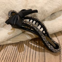 Rhinestone Duckbill Clip Classic Black Bow Convenient Hairpin Versatile Fashion Girls Hairpin Hair Accessories