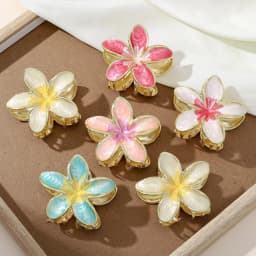 1/3Pcs Alloy Hawaiian Flower Clips Oil Dropping Hair Accessories Lily Flower Hair Claws Gradient Flower Hair Clip Beach Vocation