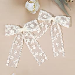 2Pcs Lace Bow Hair Clips Purple Embroidered Floral Hairpins For Women Girls Wedding Bridal Party Headdress Accessories Headwear