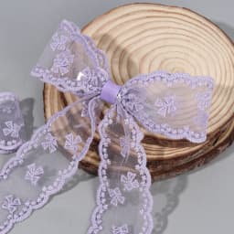 2Pcs Lace Bow Hair Clips Purple Embroidered Floral Hairpins For Women Girls Wedding Bridal Party Headdress Accessories Headwear