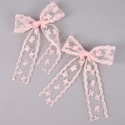 2Pcs Lace Bow Hair Clips Purple Embroidered Floral Hairpins For Women Girls Wedding Bridal Party Headdress Accessories Headwear
