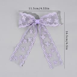 2Pcs Lace Bow Hair Clips Purple Embroidered Floral Hairpins For Women Girls Wedding Bridal Party Headdress Accessories Headwear