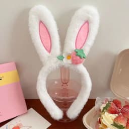 Women's cute strawberry flower headband, plush rabbit ear three-dimensional headband, home specific hair accessory headband