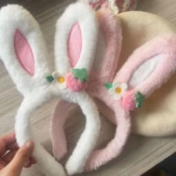 Women's cute strawberry flower headband, plush rabbit ear three-dimensional headband, home specific hair accessory headband