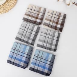 6Pcs Pure Cotton Handkerchief Men's Plaid Classic Wipe Sweat Business Breathable Sweat