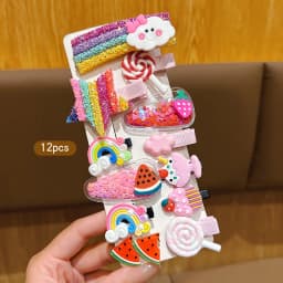 12 Rainbow Fruit Hair Clips Cute BB Hair Clips Headwear Clips Suitable for Daily Use Headwear