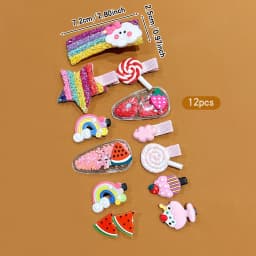 12 Rainbow Fruit Hair Clips Cute BB Hair Clips Headwear Clips Suitable for Daily Use Headwear