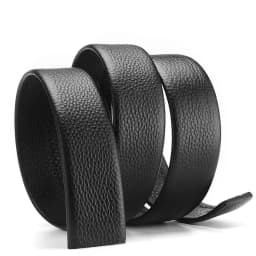 2Pcs 3.5cm 1.37inch Soft PU Leather Belt Body, No Buckle Replacement Strap for Men, Black Width Waistband for Automatic Buckle
