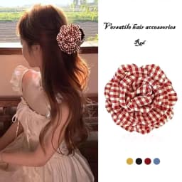 2025 New Grid Hair Claw Women's Gripper Korean Version Flower Hairpin Yellow Rose Exquisite Grab Clip Hair Accessory For Girls