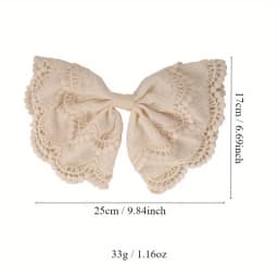 Elegant White Lace Embroidery Bow Hair Clip New High-end Hair Accessory for Women, Half Up Hair Clip for Women Back Head