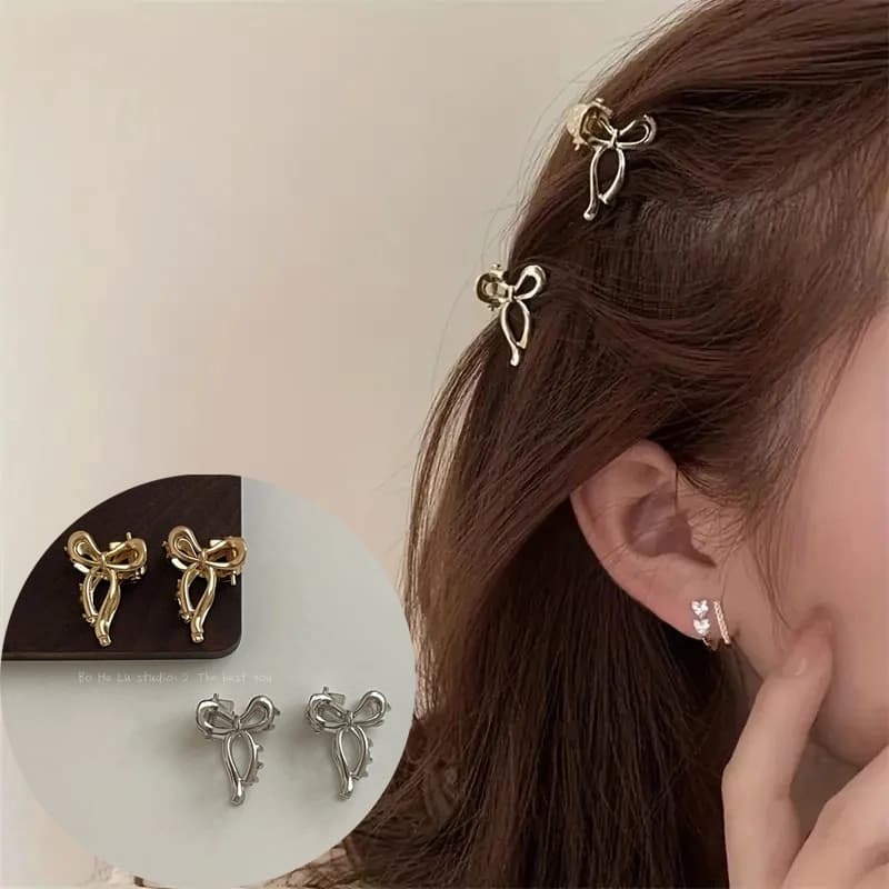 1/2pcs Princess Head Mini Small Bow Clip Metal Hair Accessories Broken Hair Bangs Clip Side Head Clip Summer Headdress