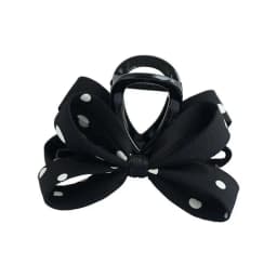 1pc Korean fashion high-end retro black and white contrasting polka dot clip new exquisite bow shark clip hair clip
