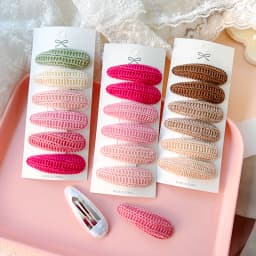 6/10Pcs Candy Colored Safety Cotton Printed Alloy Bow Hair Clip Cute Children Bangs Without Damaging Hair Accessories Girls Gift