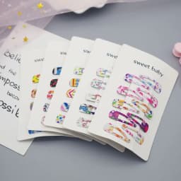 Girls Hair Clips 10 Set Mini Press Clips Colorful Baked Lacquer Baby Safe Snaps Cute Cartoon Prints Pink Hair Barrettes