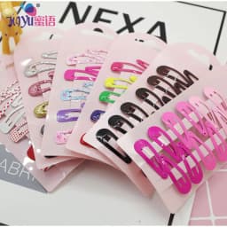 Girls Hair Clips 10 Set Mini Press Clips Colorful Baked Lacquer Baby Safe Snaps Cute Cartoon Prints Pink Hair Barrettes