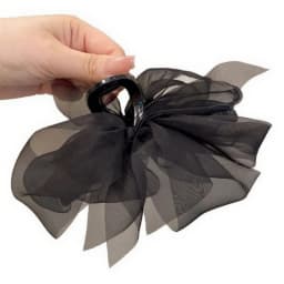 1PCFashion Mesh Tulle Large Bow Grab Clip Elegant Retro Female Net Yarn Ponytail Braid Claw Clip Hair Accessories Gift Headdress