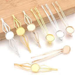 5pcs/lot Inner Size 12mm Round Cabochon Metal Hairpins Barrettes Hair Clips Base Setting For Jewelry Making DIY Hair Accessories