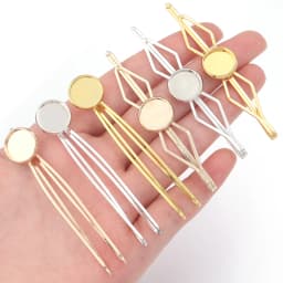 5pcs/lot Inner Size 12mm Round Cabochon Metal Hairpins Barrettes Hair Clips Base Setting For Jewelry Making DIY Hair Accessories