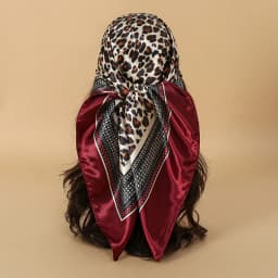 90cm Leopard Print Square Scarf Satin Silk Headband Bandana Woman Hijab Lady Fashion Hairwrap Rock Style Headscarf Islim Turban