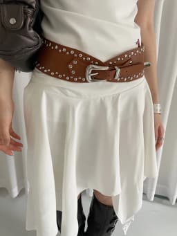 Heavy-Duty Design Sense Rivet Wide Belt For Women Vintage Personality Y2K Waist Cincher Slimming With Skirts Jeans Leather