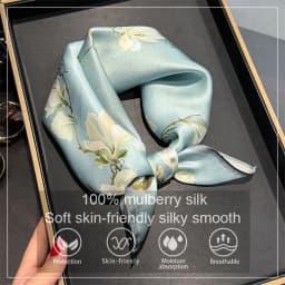 100% Silk Square Scarf for Women Real Mulberry Silk Hijab Scarves Lady Fashion Luxury Headband Shawl Wrap Kerchief Bandana