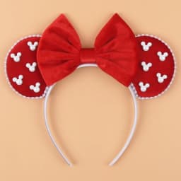 Pearls 3.3"Mouse Ears Headband 5‘’ Velvet Bow Hairband For Girls Festival Party Cosplay DIY Hair Accessories Women Gifts