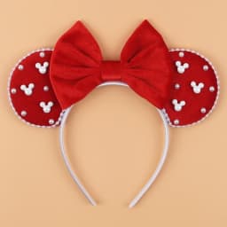 Pearls 3.3"Mouse Ears Headband 5‘’ Velvet Bow Hairband For Girls Festival Party Cosplay DIY Hair Accessories Women Gifts