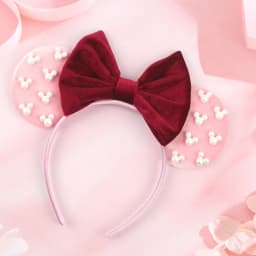Pearls 3.3"Mouse Ears Headband 5‘’ Velvet Bow Hairband For Girls Festival Party Cosplay DIY Hair Accessories Women Gifts