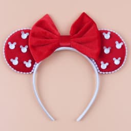 Pearls 3.3"Mouse Ears Headband 5‘’ Velvet Bow Hairband For Girls Festival Party Cosplay DIY Hair Accessories Women Gifts