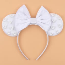 Pearls 3.3"Mouse Ears Headband 5‘’ Velvet Bow Hairband For Girls Festival Party Cosplay DIY Hair Accessories Women Gifts