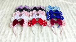 Pearls 3.3"Mouse Ears Headband 5‘’ Velvet Bow Hairband For Girls Festival Party Cosplay DIY Hair Accessories Women Gifts
