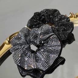 Fashion Ladies Rhinestone Hair Ring Girls New Elegant Temperament Pill Hair Rope Leather Band Hair Accessories Jewelry Gift