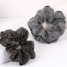 Fashion Ladies Rhinestone Hair Ring Girls New Elegant Temperament Pill Hair Rope Leather Band Hair Accessories Jewelry Gift