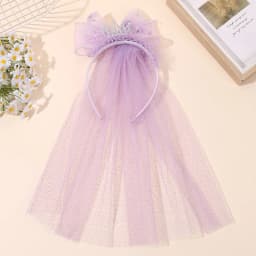 Cute Princess Wedding Veil Headband With Crown Large Meah Bow Hair Hoop Sweet Birthday Party Hair Band Costume Hair Accessories