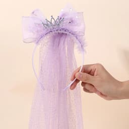 Cute Princess Wedding Veil Headband With Crown Large Meah Bow Hair Hoop Sweet Birthday Party Hair Band Costume Hair Accessories