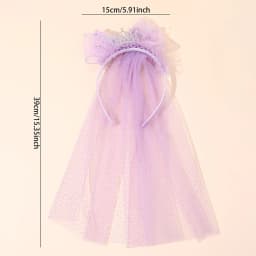 Cute Princess Wedding Veil Headband With Crown Large Meah Bow Hair Hoop Sweet Birthday Party Hair Band Costume Hair Accessories