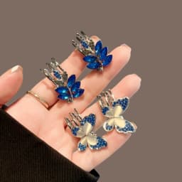 High-end Black Blue Butterfly Hair Clip, New Straight Clip, Blue Bangs Clip