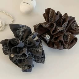 Korean Retro Cashew Flower Double-Layered Large Intestine Hair Tie, High-End and Versatile Hair Rope for Low Ponytail Hair Style