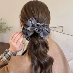 Korean Retro Cashew Flower Double-Layered Large Intestine Hair Tie, High-End and Versatile Hair Rope for Low Ponytail Hair Style