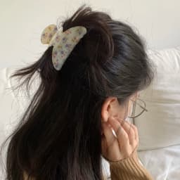 1PC Floral Print Acrylic Hair Claw Clip, Cute Butterfly - Shaped Hair Grip, Sweet Hair Accessory For Women And Girls