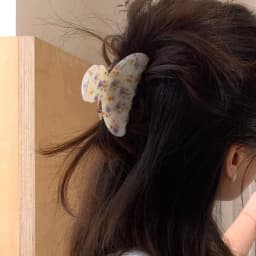 1PC Floral Print Acrylic Hair Claw Clip, Cute Butterfly - Shaped Hair Grip, Sweet Hair Accessory For Women And Girls