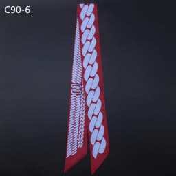 French New Geometric Chain Twill Silk Scarf Women's Tie Bag Handle Ribbon Headband Scarf Wholesale 5 * 90cm