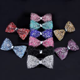 1 Piece Men's Glitter Rhinestone Bow Tie Shiny Full Rhinestone Bow Banquet Party Wedding Stage Event Gold Silver