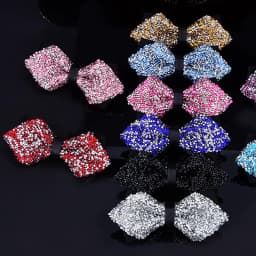 1 Piece Men's Glitter Rhinestone Bow Tie Shiny Full Rhinestone Bow Banquet Party Wedding Stage Event Gold Silver