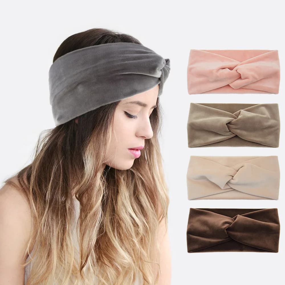 Yoga Headbands Soft Elastic Ear Warmer Cross Headwrap Plush Turban Wide Brim Headwear for Women Girls Fashion Hair Accessories