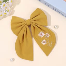 Flower Bow Hair Clips Sweet Pink Bee Floral Handmade Embroidery Bownot Barrette For Girls Children Daliy Heawear Accessories