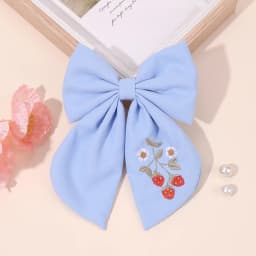 Flower Bow Hair Clips Sweet Pink Bee Floral Handmade Embroidery Bownot Barrette For Girls Children Daliy Heawear Accessories